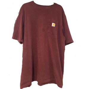 Carhartt Men’s Burgundy Pocket T-Shirt XLT Heavyweight Workwear Tee